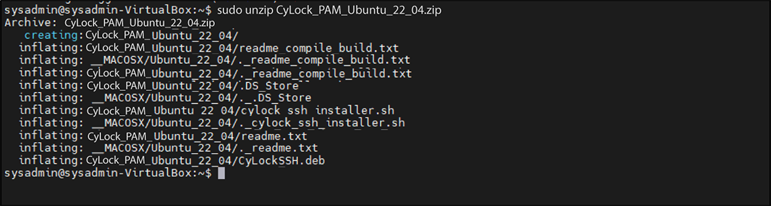 Unzip the CyLock MFA PAM module_Ubuntu